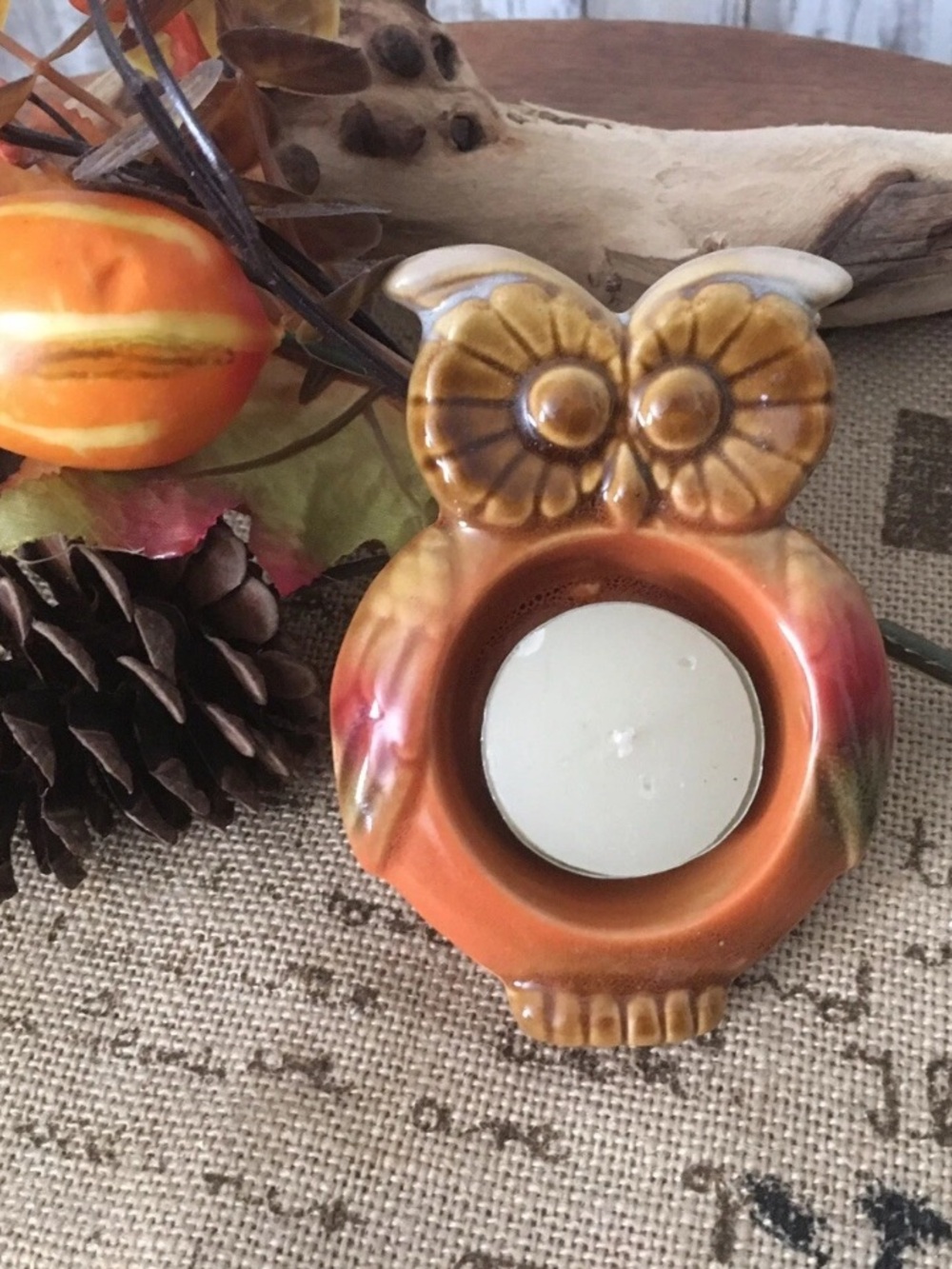 NEW OWL VOTIVE /TEALIGHT CANDLEHOLDERS FALL/ AUTUMN /THANKSGIVING